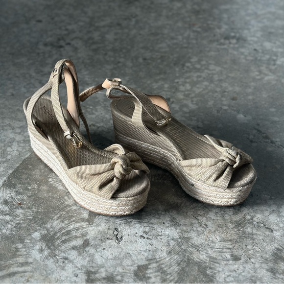 MICHAEL Michael Kors Beige Espadrille Wedge Sandals - Picture 1 of 8